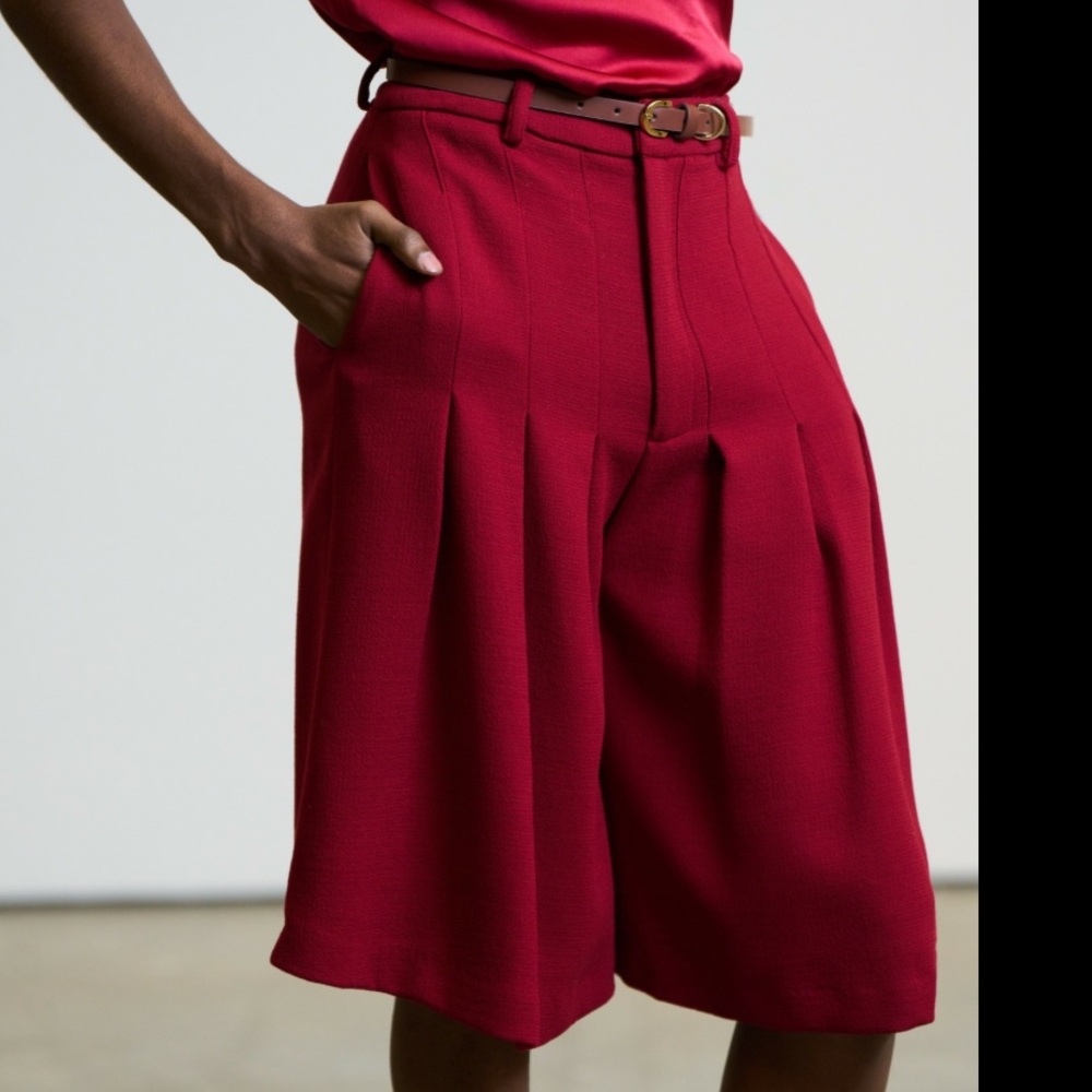 J. TIKTINER Côte D’Azure NICE Red Wool Gaucho Pants Size 6 to 8 - Picture 11 of 11